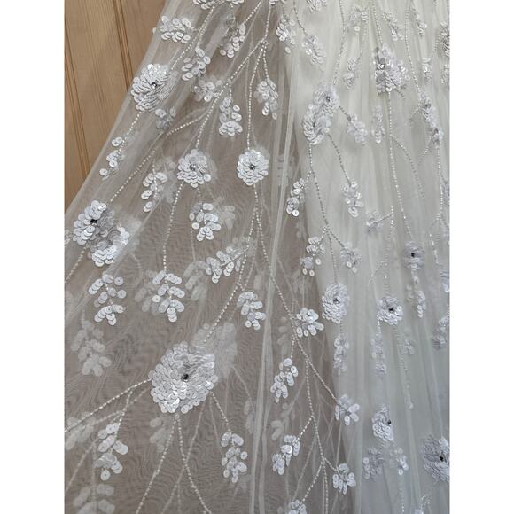 NWT Lulus Safiya White Sequin Flutter Sleeve Maxi Dress Wedding Bridal Bride S - Picture 12 of 14